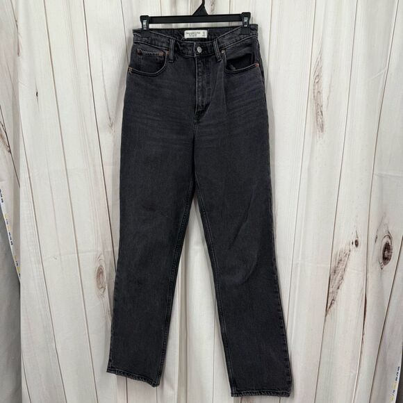Abercrombie & Fitch Women’s 27 Black Wash 90s Straight High Rise Jeans - Picture 1 of 5